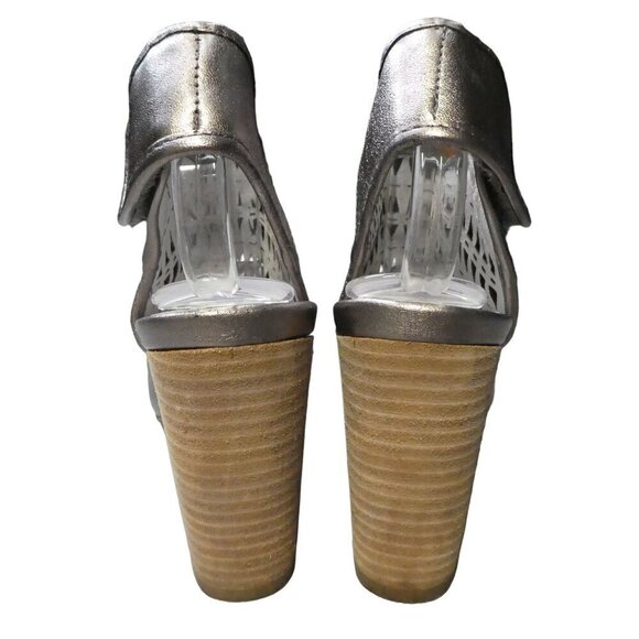 Jeffrey Campbell Silver Leather Peep Toe Shootie Ankle Bootie Heels Womens 8 - Picture 8 of 13